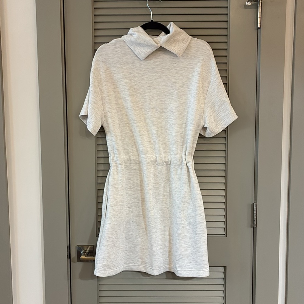 Varley Sophie Dress Marled Ivory Sz S Comfy Soft Mini Cinched Waist - Picture 7 of 10